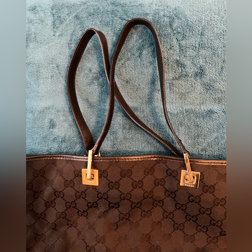 Vintage Gucci GG Black Canvas Tote Handbag - Picture 6 of 11